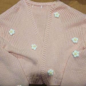 SHEIN Pink Floral Cardigan